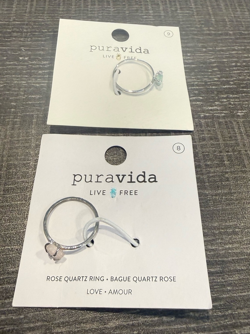Pura Vida 2 Rings with stones, sizes 8 &9